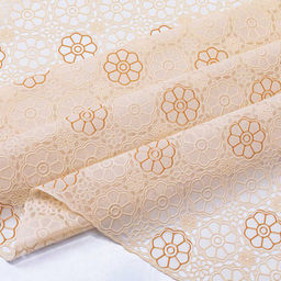 LACE Скатерть ажурная ПВХ Елецкое кружево 160х137см, длина стола до 120см, на 4 персоны, бежевый фон, бежевое тиснение, матовая, на пленке, т.м. Домашняя мода (Китай)  фото 3