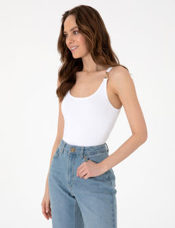 Beyaz Slim Fit Triko Ti__rt