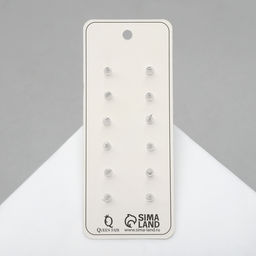 Цена за 2 шт. Серьги пусеты QF Романтика, 6 пар, цветочки, чёрно-белый в серебре фото 3