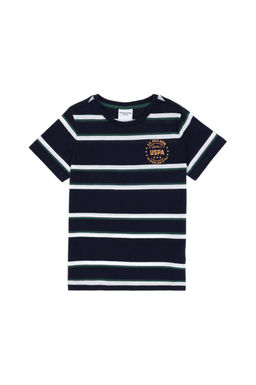 Базовая футболка темно-синего цвета для мальчика Неожиданная скидка в корзине