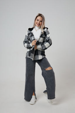 Рубашка женская в клетку с капюшоном РЖКК-01
