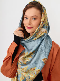 Большой, мягкий, тонкий и очень нежный двусторонний палантин с рисунком