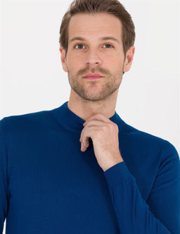 _ndigo Slim Fit Bato Yaka Y_n Kar___ml_ Basic Triko Kazak - Pierre cardin фото 4