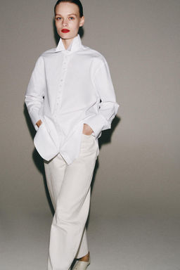 CAMISA POPEL?N BOTONES ZW COLLECTION / Blanco