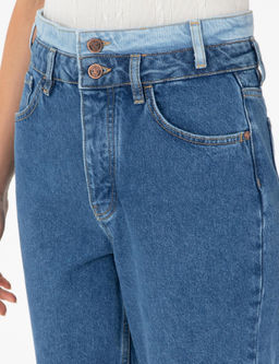 Koyu _ndigo Mom High Waist Fit Jean Pantolon