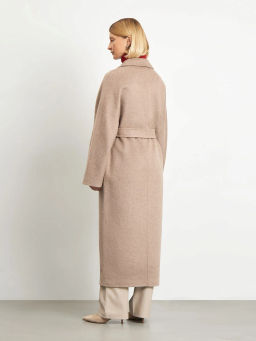 Двубортное пальто из шерсти, R133/toffees