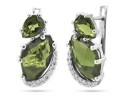 Серьги из серебра оливковая шпинель, Даниэль
