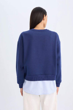 Толстая толстовка с круглым вырезом и принтом - Defacto фото 6