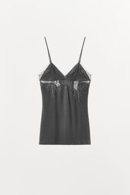 TOP POINTELLE ENCAJE / Gris oscuro