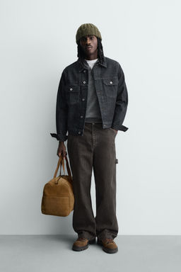 RELAXED FIT FLOCKED STRIPED TROUSERS - Zara фото 11