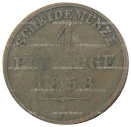 4 пфеннинга 1858 года A Германские государства  Шаумбург-Липпе