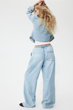 Pantal?n denim con cord?n de ajuste - H&m фото 8