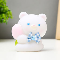 Фигурка световая RISALUX «Мишка», LED-ночник, от батареек, бело-розовый, 8.3×9 см