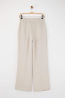 Tas Yuksek Bel Wide Leg Genis Paca Pilili Dokuma Kumas Pantolon TWOAW21PL0076