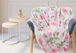 Покрывало-плед Пионы фланель-микрофибра 200*220 см.