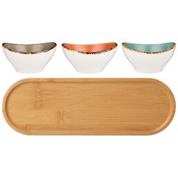 Набор салатников Bronco Nature 4 предмета на деревянной подставке  фото 4