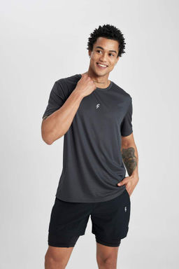 DeFactoFit Спортивная футболка узкого кроя с круглым вырезом и короткими рукавами с принтом  фото 5