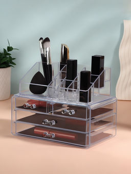 Бокс для хранения косметики, 20 секций, 23.5×14.5×19 см, 4 выдвижных ящика, прозрачный