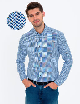 Lacivert Slim Fit Uzun Kollu G_mlek