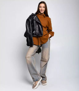 Рубашка #КТ627, коричневый