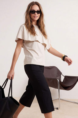 Ta_ Regular/Normal Kal_p K_sa Kollu Tok %100 Pamuk _rme T-Shirt TWOSS26TS00199