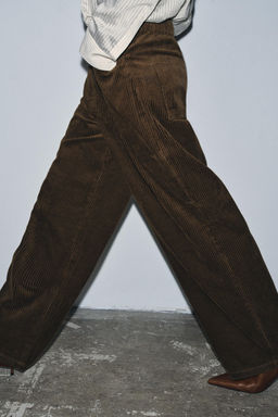 ZW COLLECTION WIDE-LEG CORDUROY TROUSERS - Zara фото 4