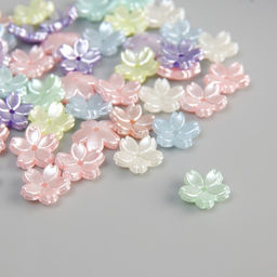 Цена за 2 шт. Бусины для творчества пластик "Цветочки"цветной перламутр набор 50 шт 1х1х0,3 см