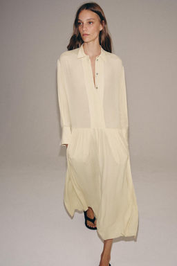 VESTIDO CAMISERO FLUIDO ZW COLLECTION / Beige - Zara фото 5
