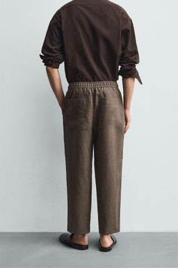 PANTAL?N RELAXED FIT 100% LINO / Marr?n / Topo - Zara фото 3