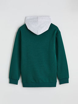 Kap??onlu Bask?l? Erkek ?ocuk Sweatshirt