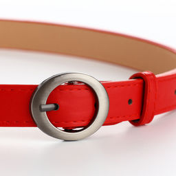 Ремень женский тонкий с винтом, 110×2 см, пряжка тёмный металл, красный