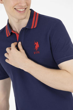 U. S. Polo Assn Мужская темно-синяя базовая футболка с воротником-поло - U.s. polo assn фото 14