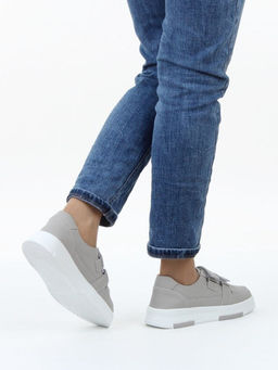 03-C138-3A GRAY Полуботинки спортивные женские (натуральная кожа)