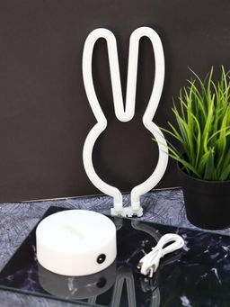 Неоновый LED ночник настольный "Bunny", розовое свечение (20,5х22 см)