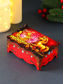 Шкатулка для украшений, подарков «Новогодний коняшка: Удачи», 14×9.3×6 см