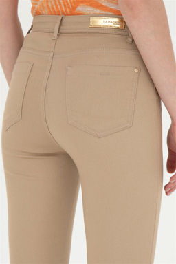 Женские брюки песочного цвета из парусины - U.s. polo assn фото 7