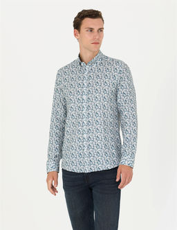 Petrol Slim Fit Uzun Kollu G_mlek