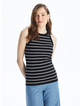 Bisiklet Yaka ?izgili Kad?n Atlet