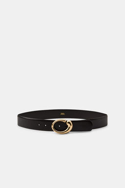 100% LEATHER BELT WITH OVAL BUCKLE - Zara фото 3
