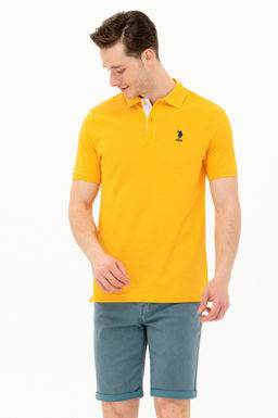 Мужская желтая базовая футболка с воротником поло - U.s. polo assn фото 2