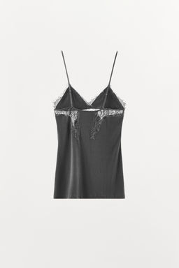 TOP POINTELLE ENCAJE / Gris oscuro