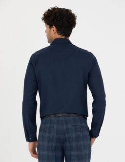 Lacivert Slim Fit Uzun Kollu G_mlek
