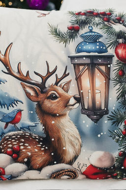 Наволочка декоративная новогодняя 2 шт рогожка