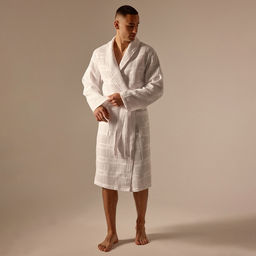 Халат вафельный мужской SL HOME: Chess «Блан де Блан», размер XL, хлопок 100%, белый