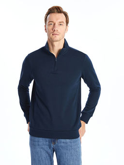 Dik Yaka Uzun Kollu Erkek Kal?n Sweatshirt