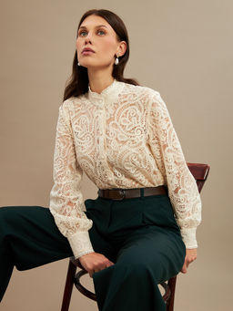Блузка из кружевной ткани OD-977-1 молочный