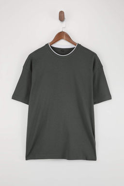 Antrasit Oversize/Genis Kesim Dokulu T-Shirt TMNSS26TS00017