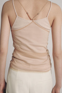 TOP HALTER EFECTO DOBLE TUL / rosa claro - Zara фото 3
