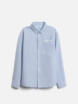 ACOOLA / Сорочка верхняя детская для мальчиков Goraziy1 голубая полоска  фото 3