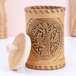 Туес «Медведь», 8×8×12, береста